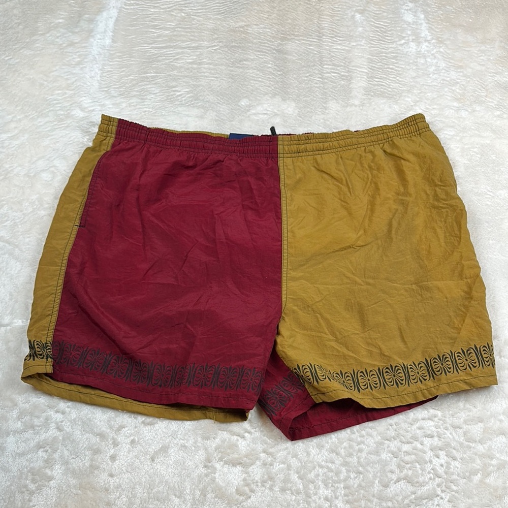 Vibrant Red and Yellow Athletic Shorts with Relaxed Fit